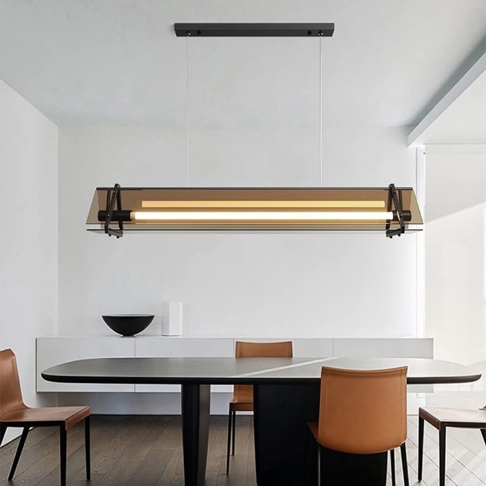 da da soffitto lineare geomet in Metallo postmoderno Color Ambra - Vetro temperato, Cintura trianare Creativa, Barra Luminosa a LED, Illuminazione Interna per Camera da Letto e Cucina
