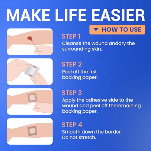 Image of Large Waterproof Bandages 2x2 Silicone Foam Dressing Sensitive Skin, 20 PCS | Bioemmalab Wound Care Dressing, Adhesive Cohesive Pad with Border, First Aid, Post Surgical and Burn, Pressure, Scar Healing