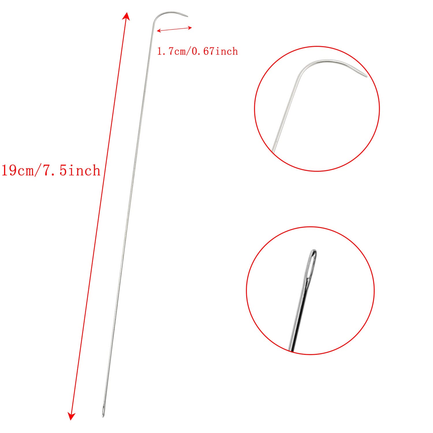 4 Grandes Aiguilles Incurvées Pour Perles Avec Poignée