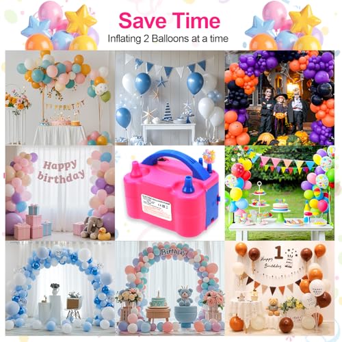 Image of Electric Balloon Pump UK, 600W Electric Air Pump for Balloons, Double Nozzle Balloon Inflator Machine Portable Pump for Party, Weddings, Birthday Decorations