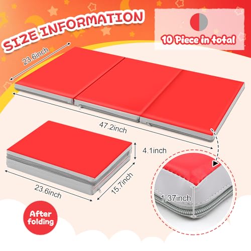 Image of Wesiti 10 Pcs Bulk Kid Nap Mat for Preschool Daycare, Foldable | 3 Section Sleeping Mats for Toddler Napping Rest, Kindergarten Classroom Back to School Supplies, 47 inchx24 inchx1.38 inch