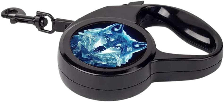 Beautiful Wolf Art Retractable Pet Leash - Printed Leash - Glass Wolf Dog Leash - 118 inches