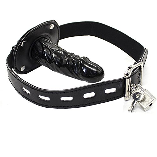 Image of Lockable Dildo Mouth Gag, SM Mouth Restraint with Lock Bondage (Long 3.9 inch)