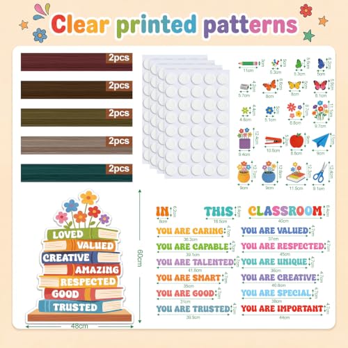 Sabary Positive Affirmations Bulletin Board Set Flowers Cutouts Motivational Posters Classroom Mirror Growth Mindset Decor Accents Cutouts for School Office Home Teacher Wall Supply - Image 2