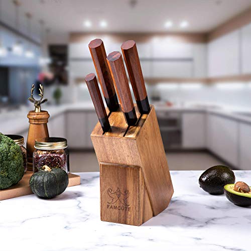 Image of FAMCUTE Japanese Chef Knife Set, Contains 8 inch Gyuto Knife /7 inch Nakiri Knife /7 inch Santoku knife /5 inch Utility knife And 1000 /6000 2 Side Grit Professional Sharpening Whetstone