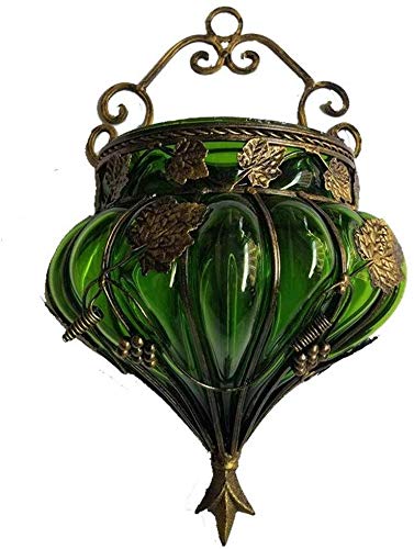 Vase en verre de style américain MU avec support en fer forgé pour tenture murale