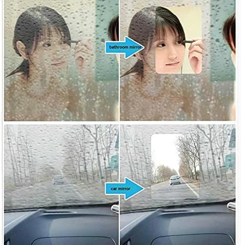 Miniatura 7 de kkhouse 2 piezas de película anti lluvia repelente al agua para espejo de automóvil, películas transparentes antideslumbramiento para espejo