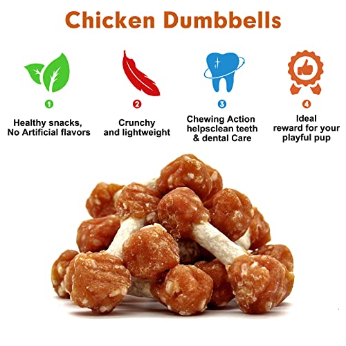 Mon2Sun Dog Treats, 16Oz Mini Rawhide Dog Chews, Chicken Dumbbells With Rice For Small Dogs & Toy Breed, Promotes Dental Health (2.5 Inch 30 Count) #TOP5
