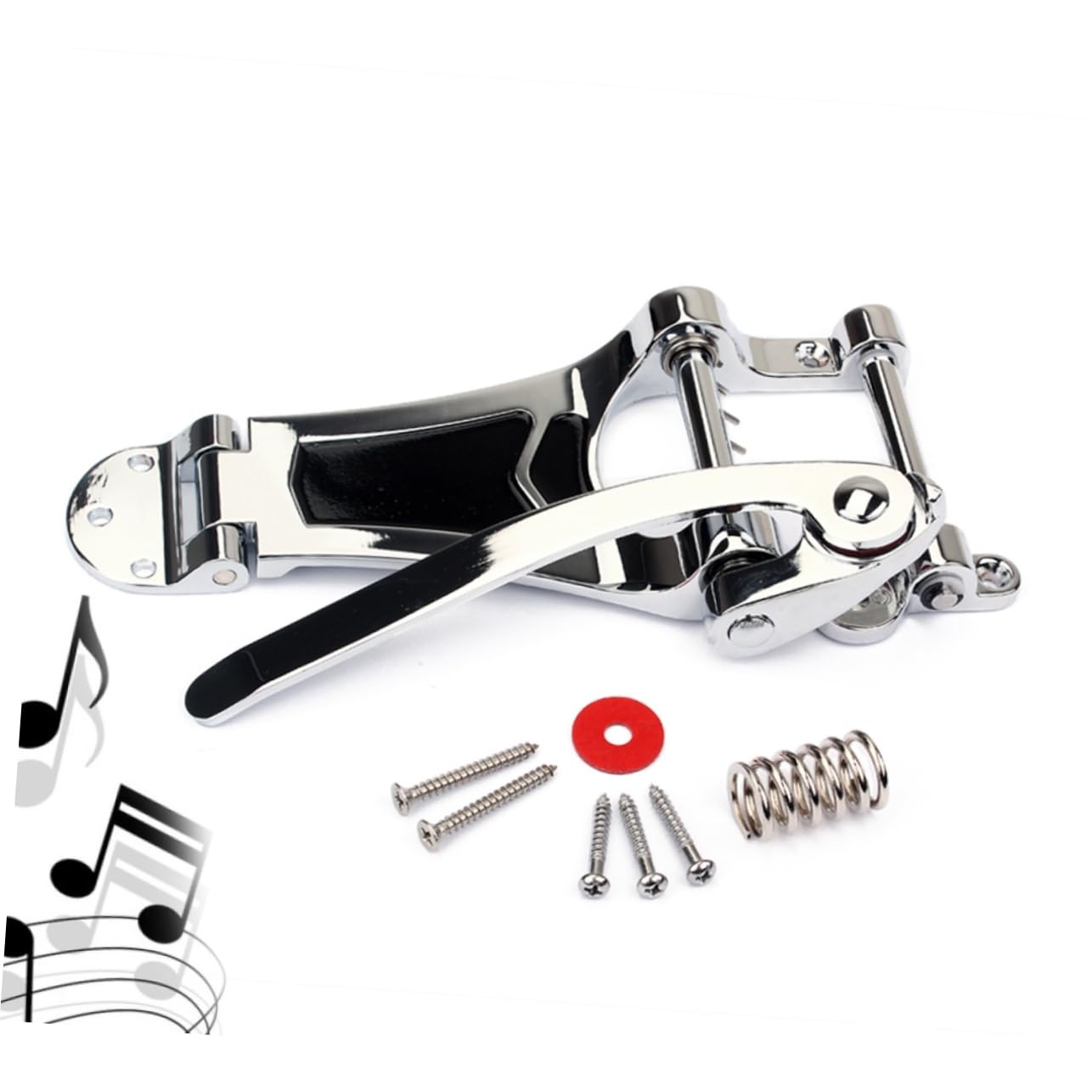 Ponte Tremolo Vibrato di Ricambio per Chitarra Elettrica | Argento, Metallo Ben Lucidato, Facile da Fissare, Set di Parti per Montaggio e Sostituzione