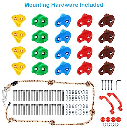 image for TOPNEW 20 PCS Rock Climbing Holds for Kids, Rock Wall Holds with 6.56 