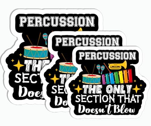 JPKDesigns 3Pcs Percussion Section Sticker - Multicolor Musical Notes Vinyl Sticker - Modern Contemporary Style - Decorative Laptop Decals for Vehicles, Electronics, Musical Instruments, Phones