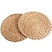 kilofly 2pc Natural Water Hyacinth Weave Placemat Round Braided Rattan Tablemats, 11 inch
