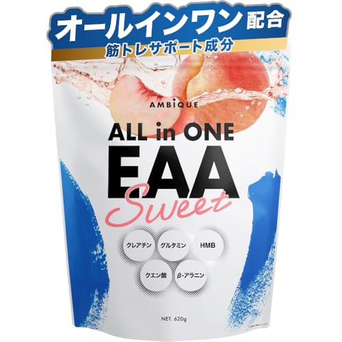 オールインワンEAA BCAA クレアチン グルタミン クエン酸 HMB アンビーク 必須アミノ酸9種配合 国産 (620g, ピーチ)