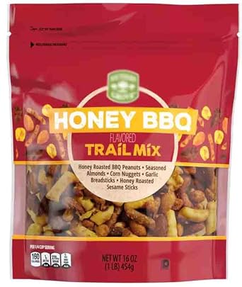 Honey Roasted BBQ Trail Mix Peanuts, Almonds, Corn Nuggets, Garlic Breadsticks, Sesame Sticks, Sweet & Spicy Snack Snacking Food, 16oz Southern Grove Jumbo Bag