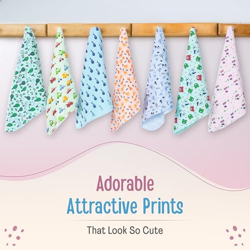 Image of LuvLap Hosiery Cotton Cloth Premium Baby Washcloth for New Born, Washable (22 cm x 22 cm), Reusable, Absorbent, Extra Soft Face Towels /Washcloth for Babies, Giraffe Print, Pack of 7 Pcs, Multicolour