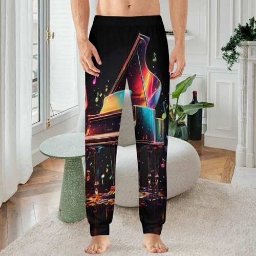 Colorful Piano Keyboard Music Note Mens Pajama Pants Lightweight Lounge Pant Sleep Pj Bottoms with Pockets2