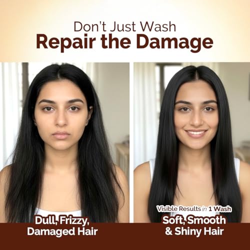 Image of Mamaearth Flaxseed Damage Repair Hair Mask with 5% Flaxseed, 1% Hyaluronic Acid, Ceramides for Soft, Smooth, Shiny Hair - 300 ml | 100% Damage Repair | For Dry & Frizzy Hair | Sulphate & Paraben Free