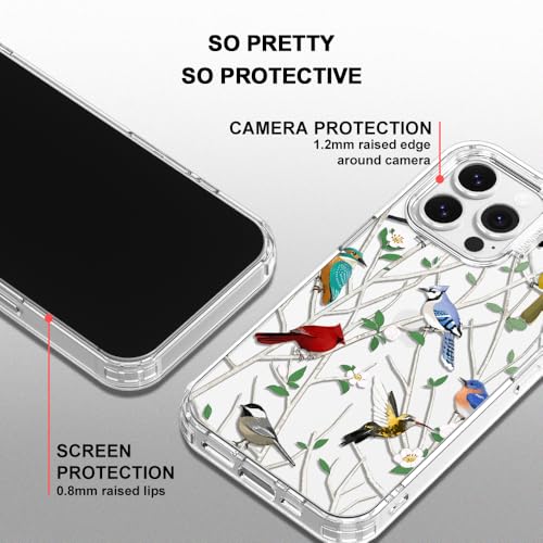 MOSNOVO Case for iPhone 13 Pro, [Buffertech 6.6ft Military-Grade Drop Protection] [Anti Peel Off Tech] Clear TPU Bumper Phone Case Cover Design - Wild Bird by MOSNOVO - Image 4