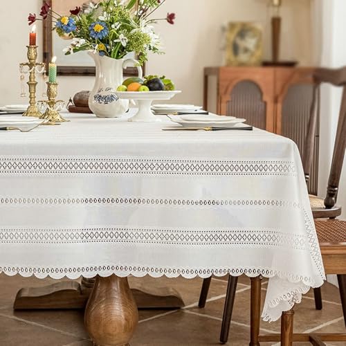 Nappe polyester jacquard 140x300 anti tache dentelle pour salon - 2