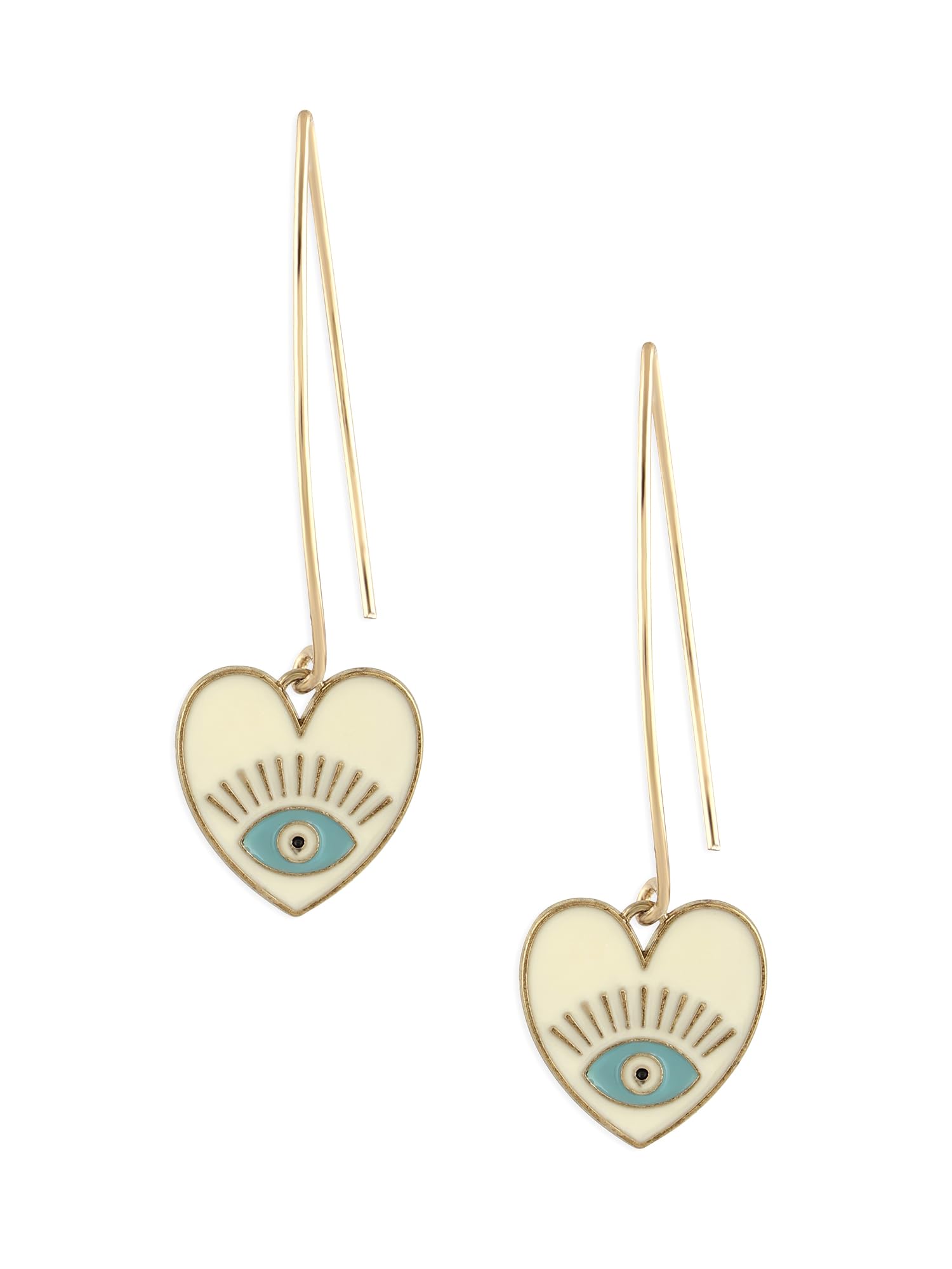 Zaveri Pearls Off White & Blue Enamelled Evil Eye Heart Shape Contemporary Drop Earring For Women-ZPFK16798 (B0CLD6F315) Amazon Price History, Amazon Price Tracker