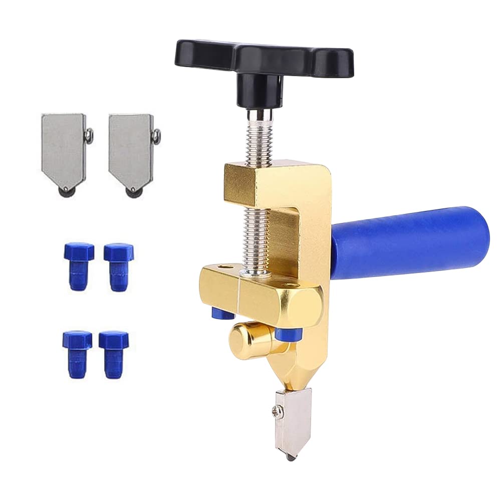 2 In 1 Glass Tile Cutter, Tile Cutter Hand Tool with Tungsten Steel Blades, Manual Tile Cutter with Glass Breaking Pliers for Home DIY Cutting Mirror Ceramic Tile Glazed Tiles