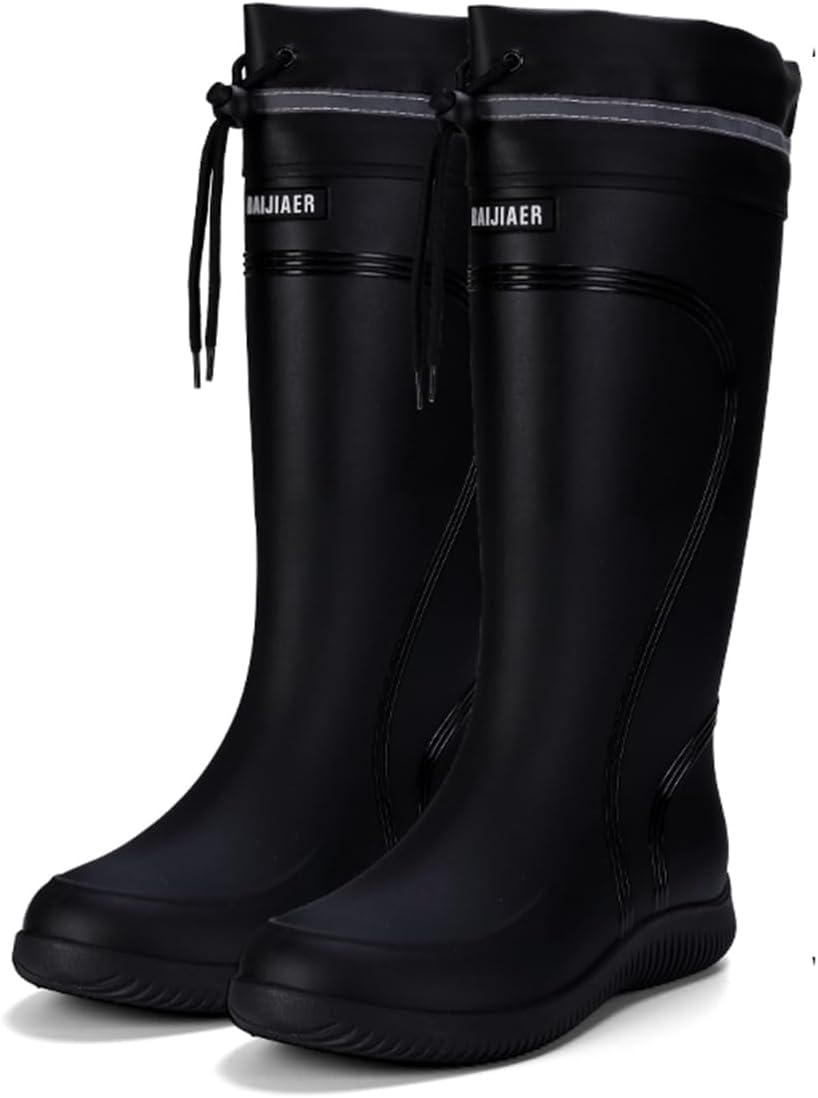 [インサク] 作業長靴 黒 ブラック レインブーツ ワークブーツ 軽量 防水 メンズ 大きいサイズ 釣り 洗車 園芸 農業 ロング丈