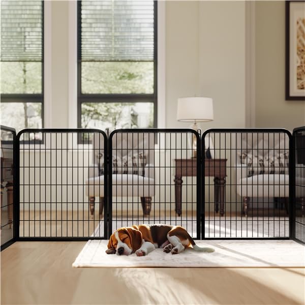 Yaheetech Parc pour Chiens 8 Panneaux Cage Chenils Chien Enclos en métal 80 cm de Hauteur Clôture pour Chiot Rongeur Lapin Barriere Chien avec Sac de Rangement