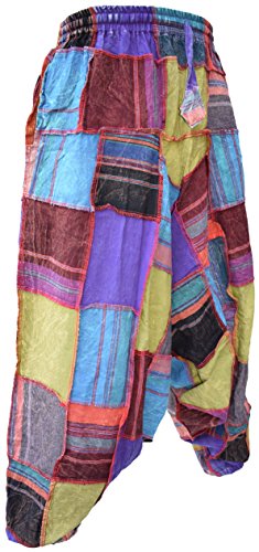 Gheri Men's Cotton Stone Washed Aladdin Wide Leg Genie Ninja Harem Pants Trousers2