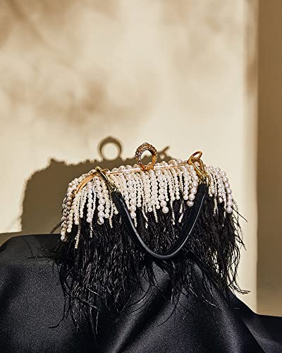 Image of Tessco for you Ostrich Feather Purse for Women | Sewn with Natural Ostrich Feather,Exquisite for Small Items, Fit for All Kinds of Grand Parties, A Ideal Gift for Partners