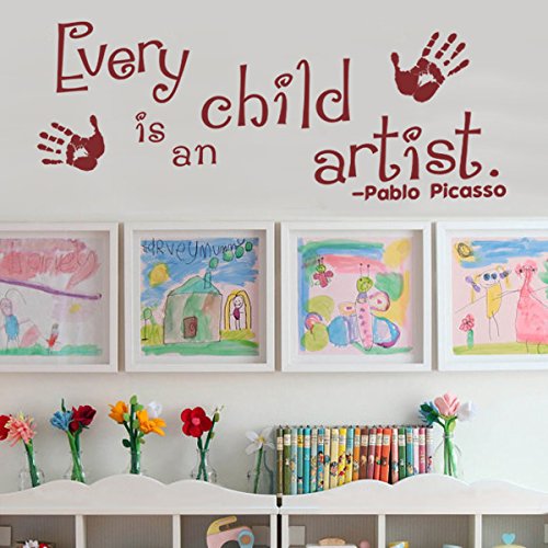Every Child Is An Artist Picasso Wall Quotes Playroom Wall Decal Kids Artwork Nursery Quotes Wall Stickers£¨Large,Black£ #TOP1