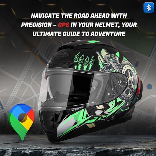 Image of Steelbird SBH-32 Trickster Bluetooth ISI and Dot Certified Full Face Helmet for Men and Women with Inner Smoke Sun Shield