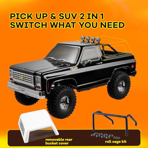 Image of FCX10S FMS 1 /10 K5 S RC Crawler Chevy Blazer Officially Licensed, RC Pick Up Truck & SUV, Remote Control Car with Two-Speed Switch for Adults (Orange)