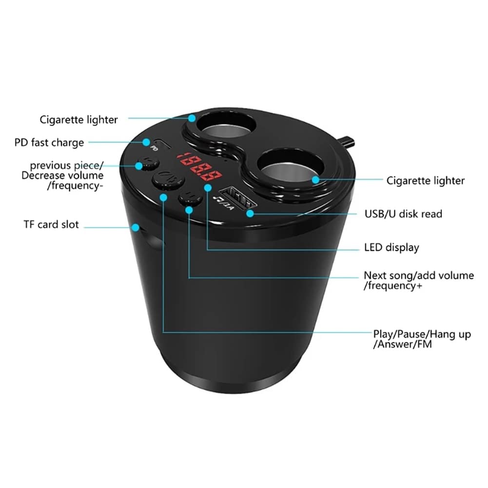 Transmetteur FM Bluetooth pour Voiture, kit de Voiture de Radio de Voiture sans Fil avec 2 Ports USB Charge Charge Prend en Charge la télécommande télécommande TF Appelle Gratuite