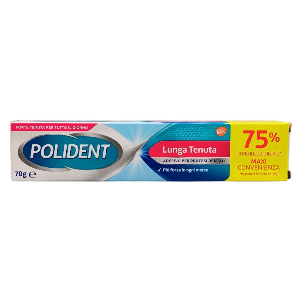 Adesivo Per Apparecchi Dentali, LUNGA TENUTA. Più Forza In Ogni Morso. Forte Tenuta Per Tutto Il Giorno 70g (6 Confezioni)