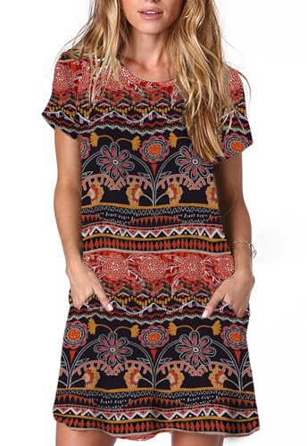 Image of Alaster Women's Casual Summer T Shirt Dress Loose Short Sleeve Tunic Dress with Pocket for Women