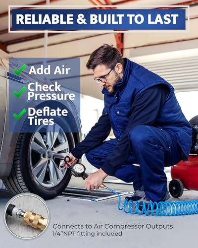 image for GERCHWAY Tire Inflator with Pressure Gauge and Longer Hose - Most Accu