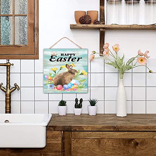 Plaque murale Happy Easter en bois déco 30,5 x 30,5 cm - 5