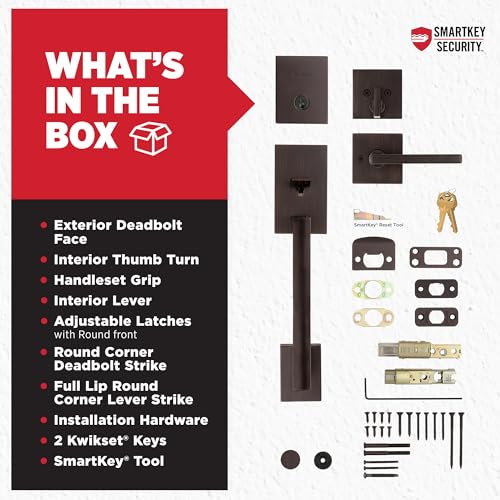 image for Kwikset San Clemente Front Door Lock Handle and Deadbolt Set, Entry Ha
