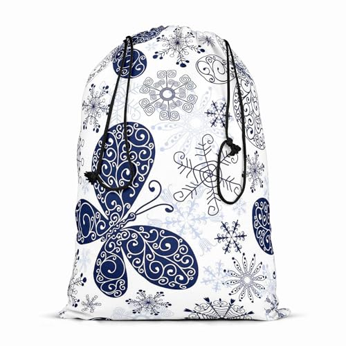 Image of ArtzFolio Snowflakes & Butterflies | Reusable Sack Bag | Bag for Gym, Storage, Vegetable & Travel