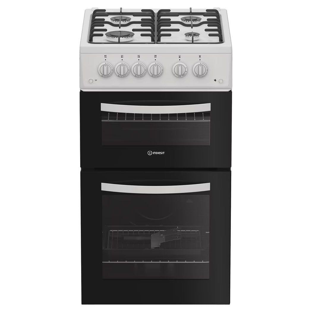 Indesit ITG5GMW 50cm Gas Twin Cavity Cooker – White – A+ Rated, 54L Main Oven, Separate Grill