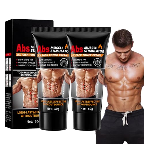 Tkekruh 2PC Crema para Abdominales 60ml, Crema Quema Grasa Vientre, Crema para Adelgazar Abdominal, Crema Reafirmante, Crema Reafirmante para Esculpir el Vientre, para los Músculos Firme