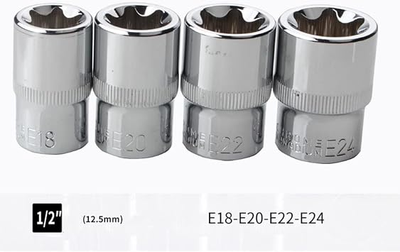 14Pcs E-Torx Star Socket Set with Case, 1/4, 3/8, 1/2 in. Drive Female External Star Socket Set E4-E24 Torque Socket Set