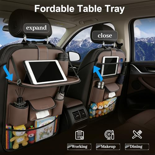 Organisateurs de siège de voiture imperméables avec table rabattable