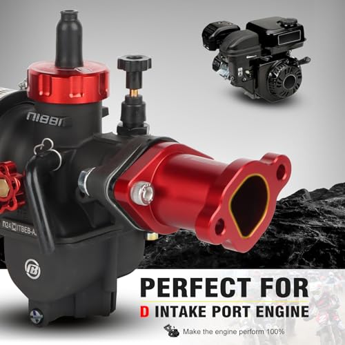 Image of NIBBI Predator 212 Intake Manifold,212 Predator Performance Part Intake Pipe Inlet Manifold For Mini Bike 196cc /212cc /224cc Engine GX160 GX200 225RS(FL-Red)