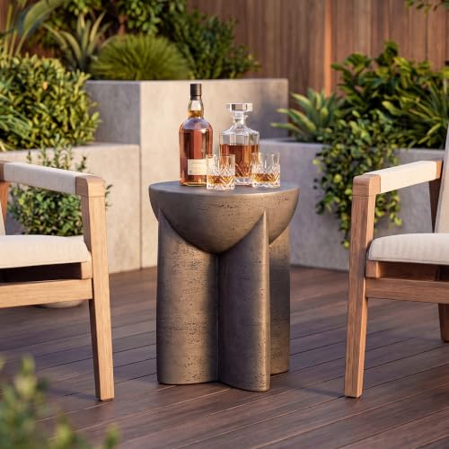 Image of COSIEST Outdoor Patio Side Table, Lightweight MgO Concrete Accent Table