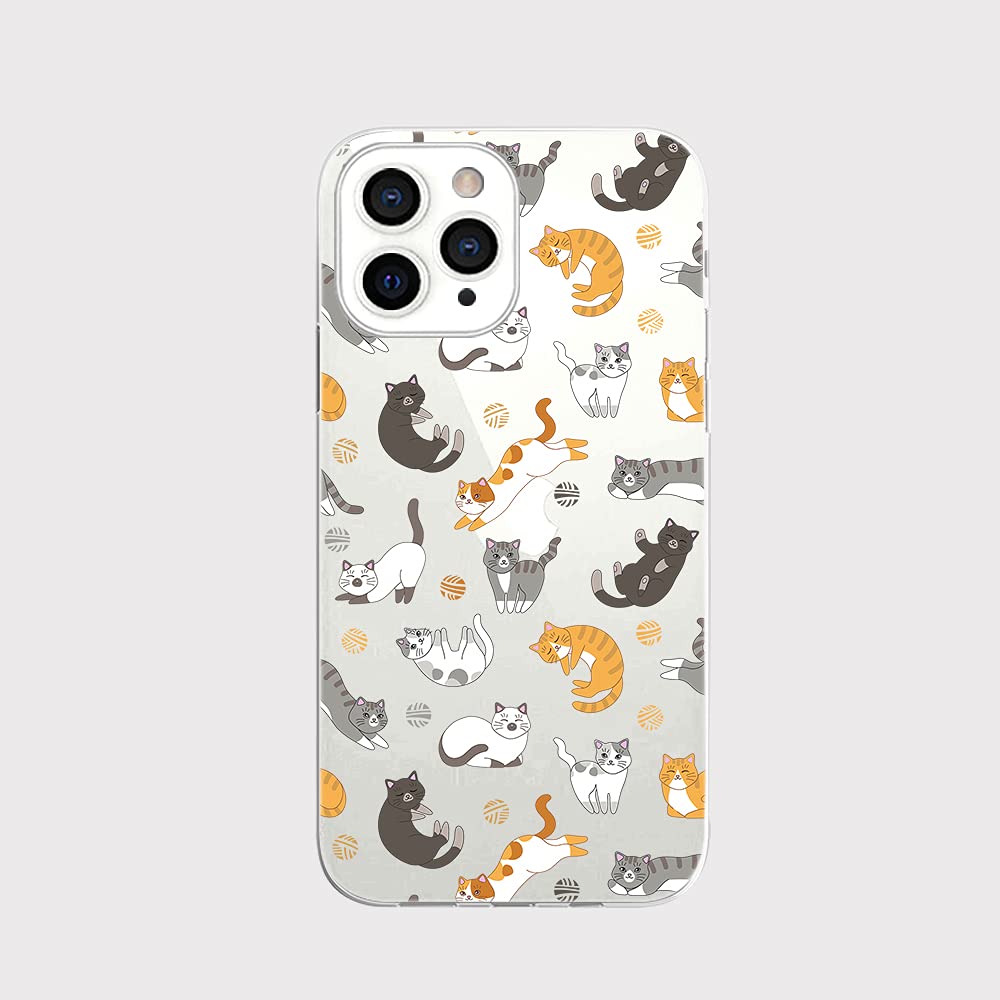 iPhone 13 Pro (6.1 inch) Case,Blingy's 2021 Fun and Cute Animal Style Transparent Clear Soft TPU Protective Case Compatible for iPhone 13 Pro 6.1" (Cats)
