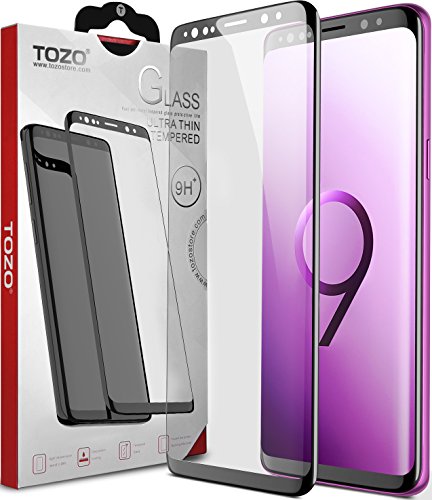 TOZO for Samsung Galaxy S9 Plus Screen Protector Glass [ 3D Full Frame ] Premium Tempered 9H Hardness Super Easy Apply for Samsung Galaxy S9 Plus work with most case Black Edge