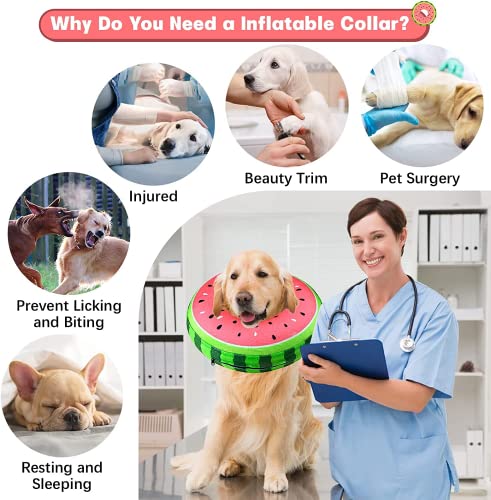 Aufblasbare Halskrause Hund & Halskrause Katze, FWLWTWSS Schutzkragen Hund mit Verstellbarer Schnalle, Hundekragen Leckschutz für Genesung nach Operationen oder Wunden, Leckschutz für Hunde(XL)
