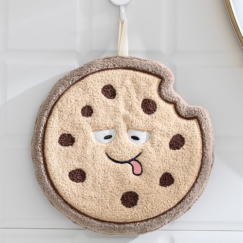 Image of House of Quirk Cokkie Shaped Hanging Towels Set of 2 | Soft Coral Fleece Kitchen & Bathroom Towels | Super Absorbent & Quick-Dry Decorative Cloths (Brown)