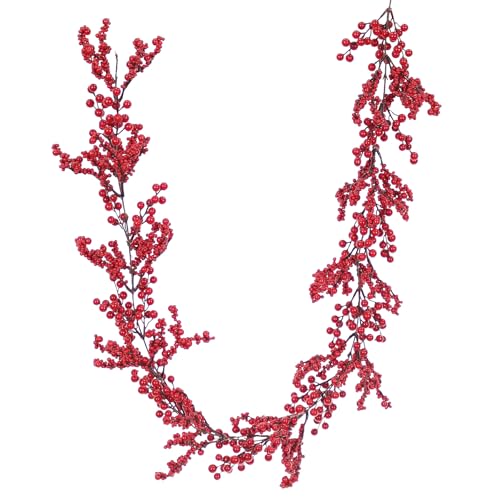 6ft Winter Holly Berry Vine for Tree Decor, Winter Bendable Berry Garland for Mantle Xmas Tree Window Door Hanging Indoor Outdoor Holiday Decoration